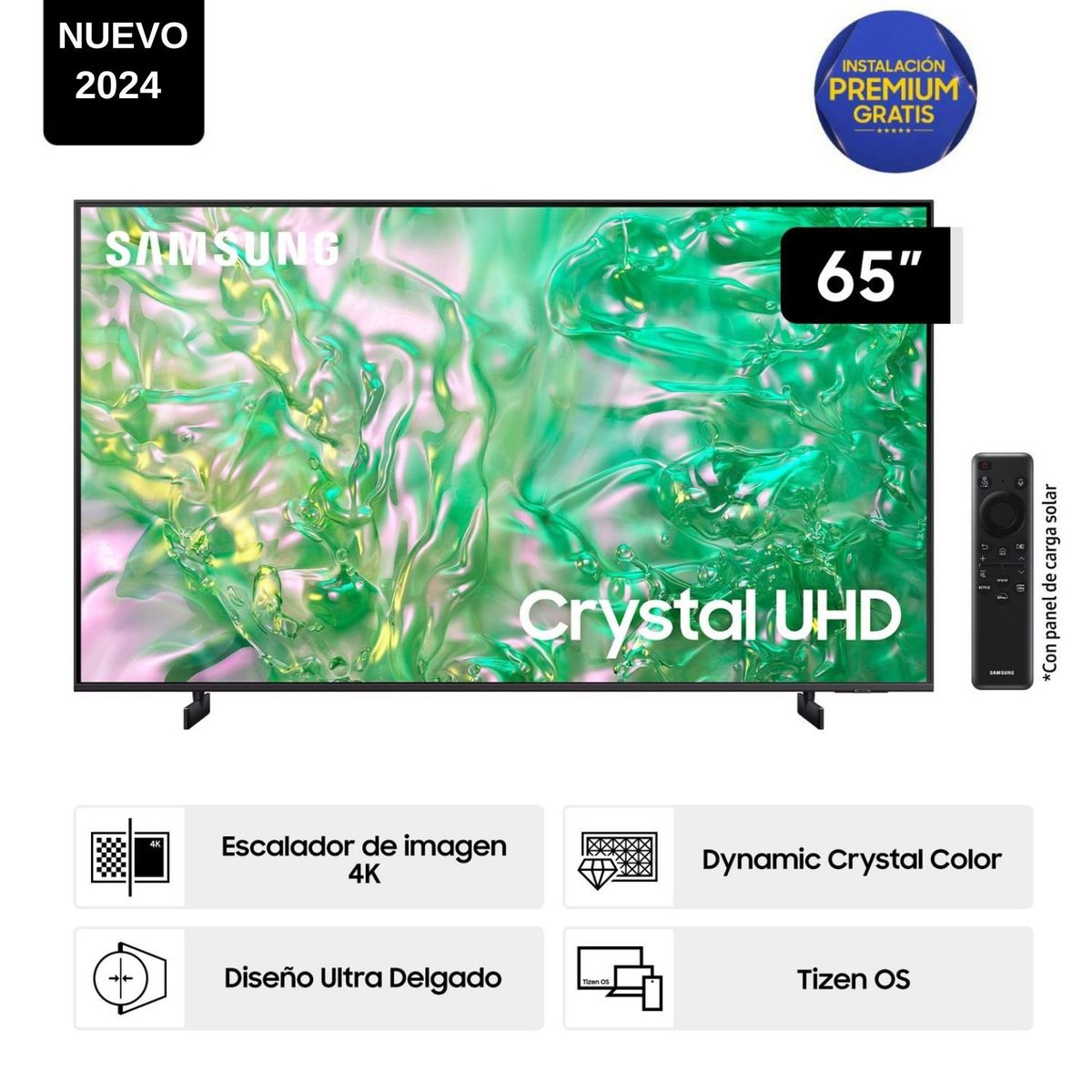 SAMSUNG - Televisor Samsung LED Smart TV 65 Crystal UHD 4K- UN65DU8000GXPE - Nuevo 2024