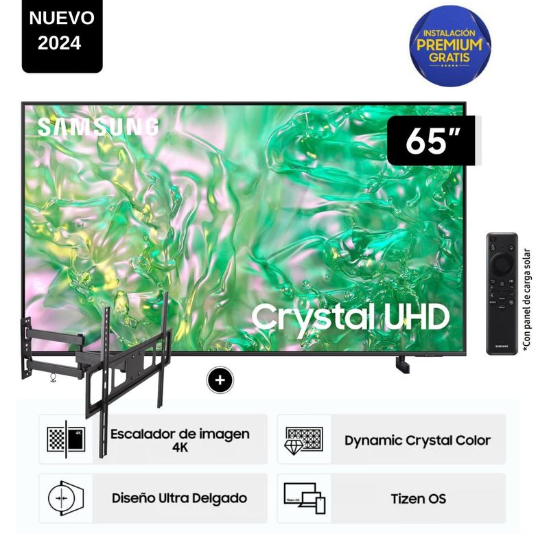 SAMSUNG - Televisor Samsung LED Smart TV 65 Crystal UHD 4K- UN65DU8000GXPE + Rack Giratorio