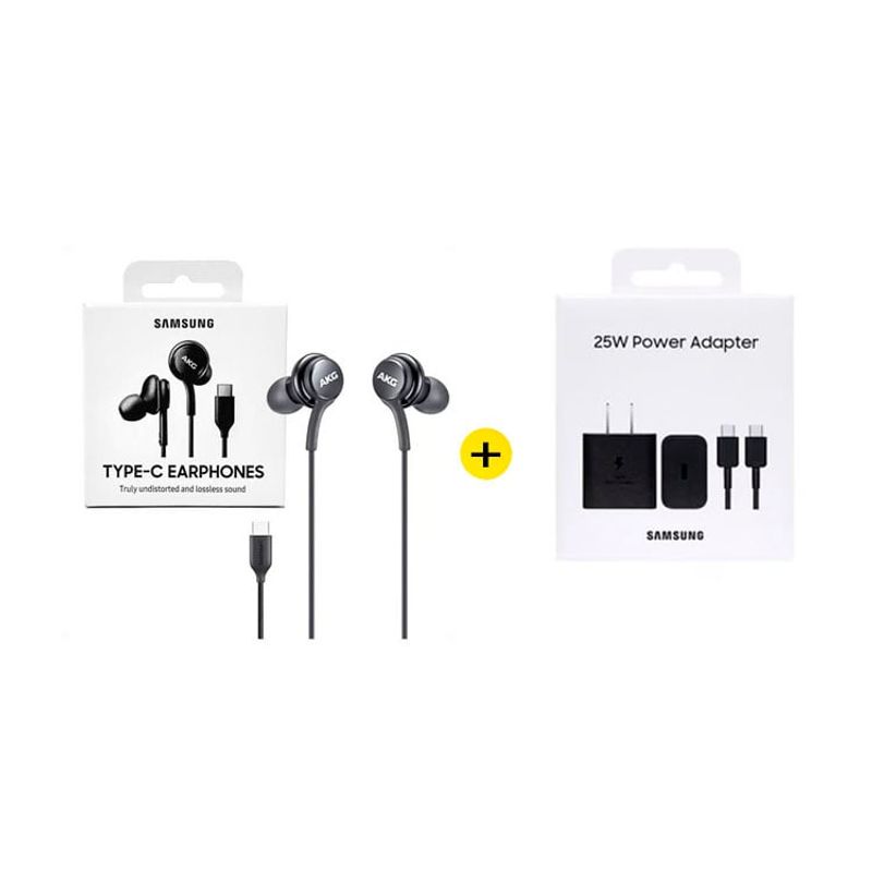 SAMSUNG - Audifonos AKG Tipo C y Cargador Samsung Negro 25W Gan Original