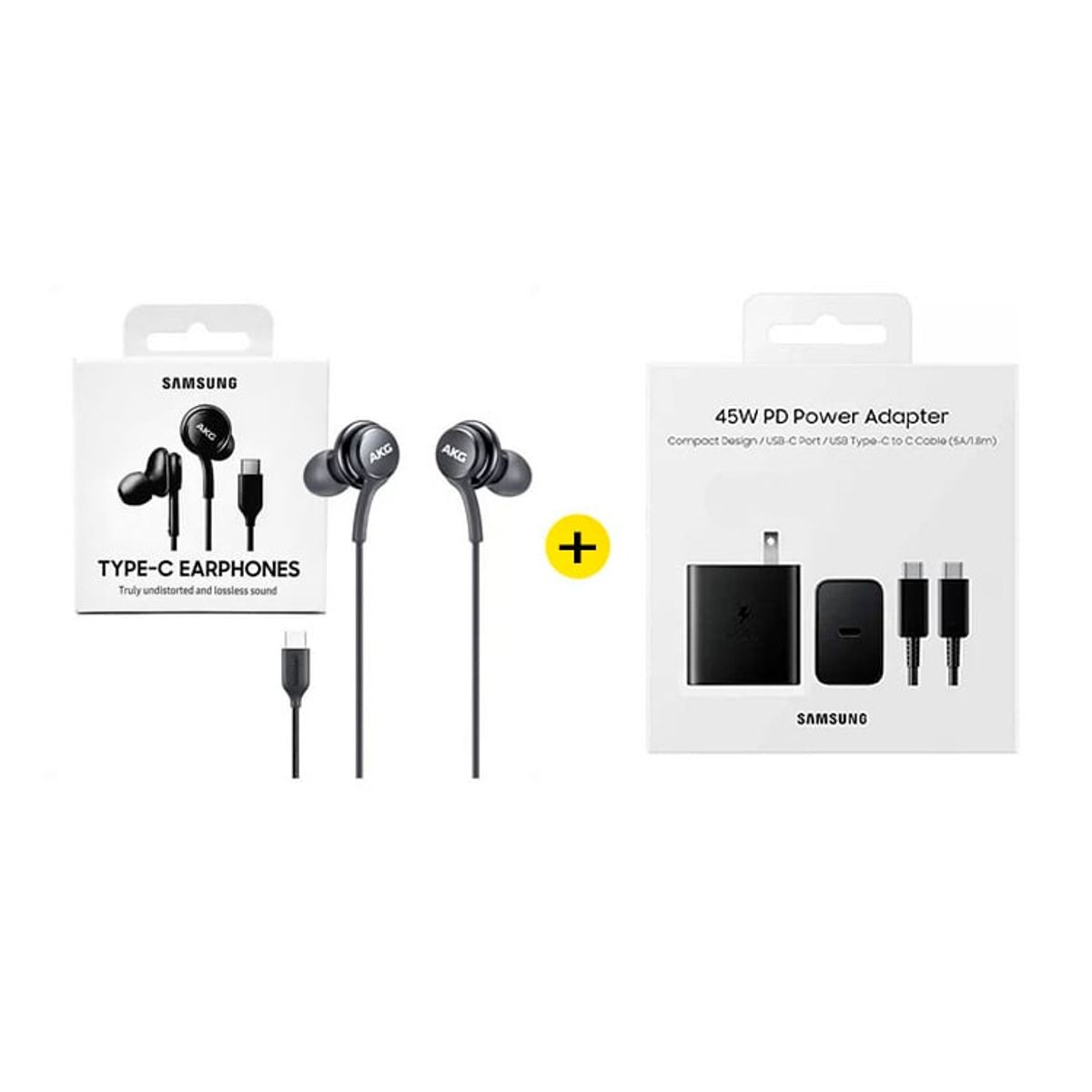 SAMSUNG - Audifonos AKG Tipo C y Cargador Samsung de 18m Negro 45W Original