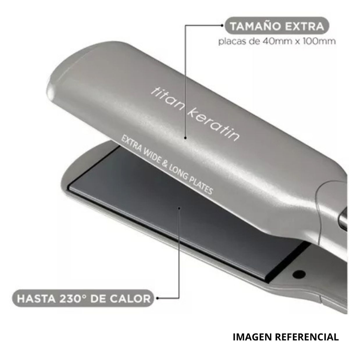 GAMA - Plancha Alisadora  Gama Titan Keratin Xwide Digital 450°F  230°C