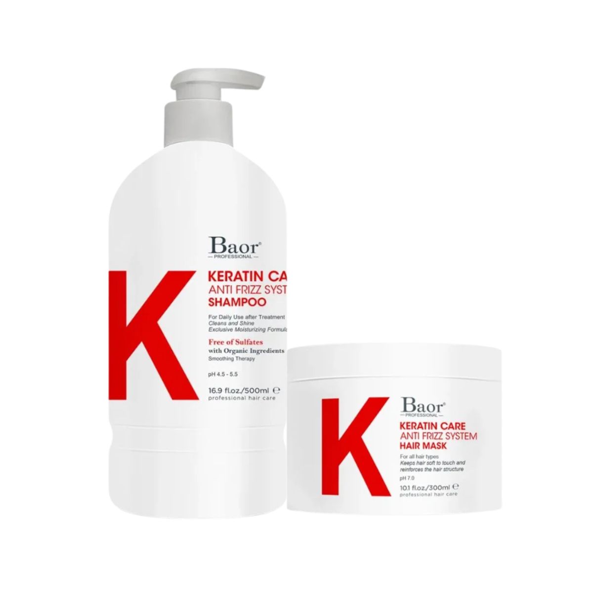 BAOR PROFESSIONAL - BAOR K – Dúo Keratine Care Shampoo 500 ml + Mask 300 ml