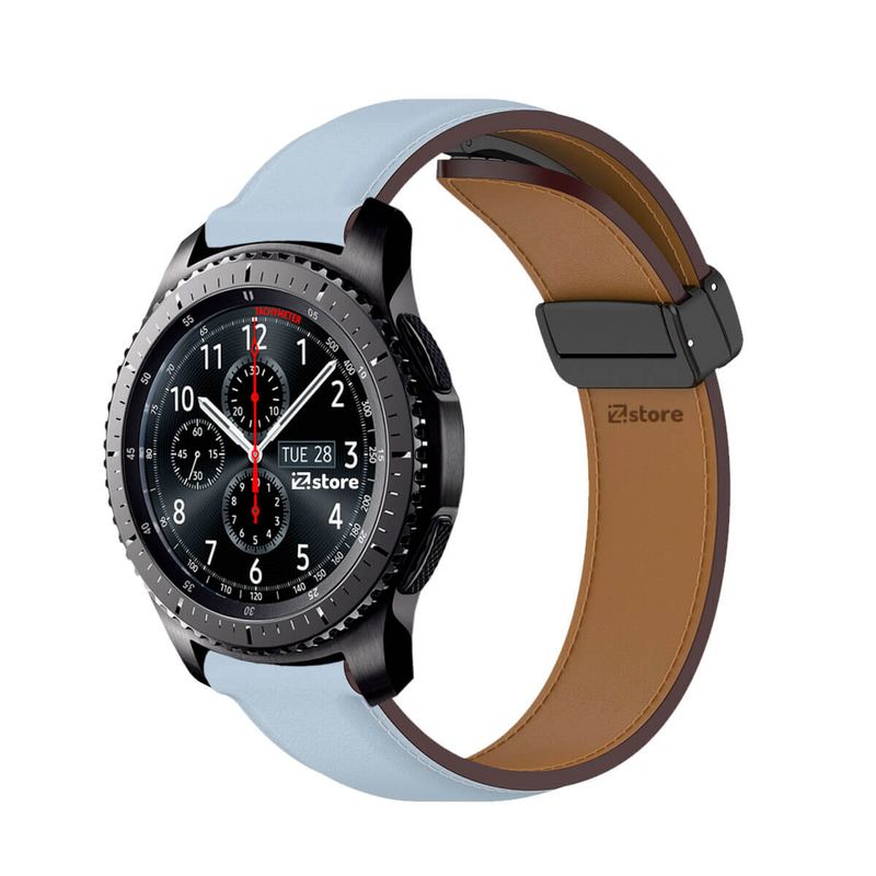 GENERICO - Correa de Cuero Para Samsung Gear S3 Magnético Celeste