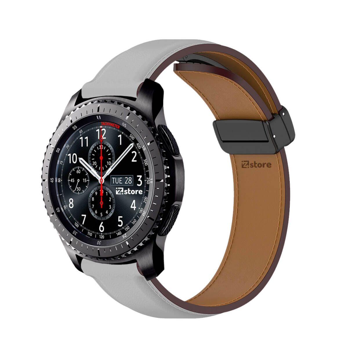 GENERICO - Correa de Cuero Para Samsung Gear S3 Magnético Gris