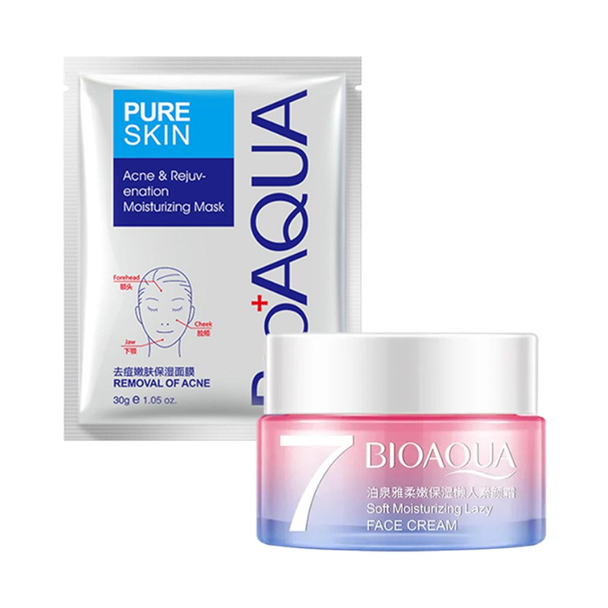 BIOAQUA - Crema Facial Aclaradora + Mascarilla Facial Pure Skin