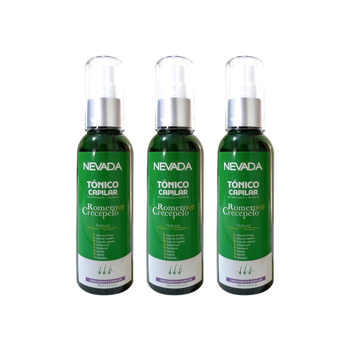 NEVADA NATURAL PRODUCTS - Romero Crecepelo Tonico Capilar Nevada 100ml 3 Unidades