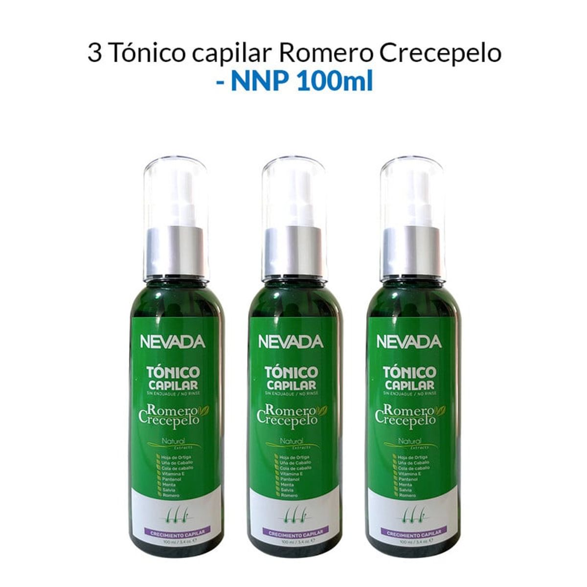 NEVADA NATURAL PRODUCTS - Romero Crecepelo Tonico Capilar Nevada 100ml 3 Unidades