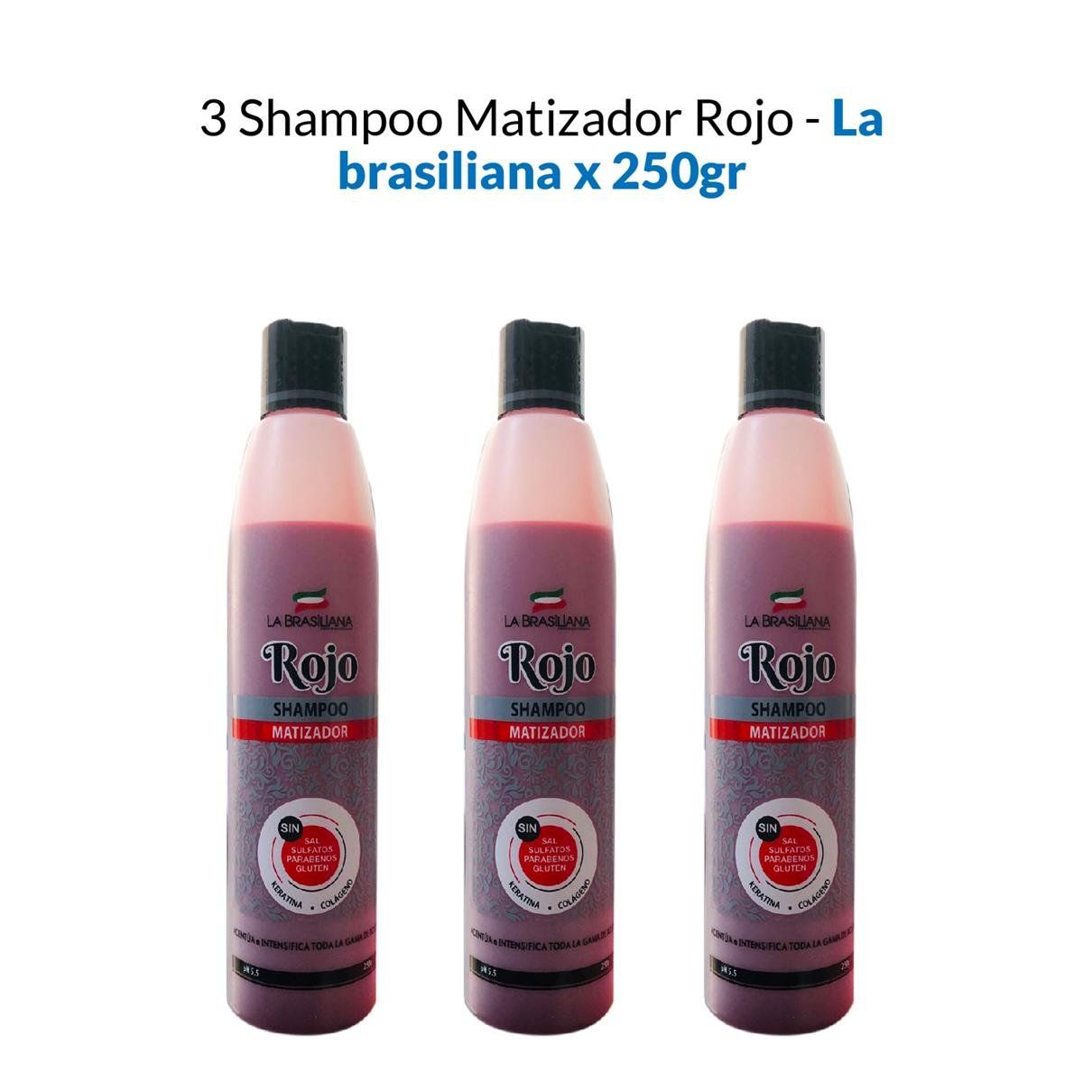 LA BRASILIANA - Shampoo Matizador Rojo La Brasiliana 250Gr 3 Unidades