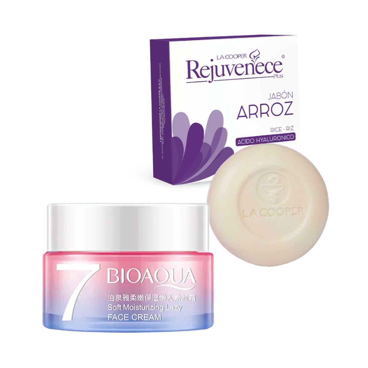 BIOAQUA - Crema Facial Aclaradora + Jabón con Arroz & AH