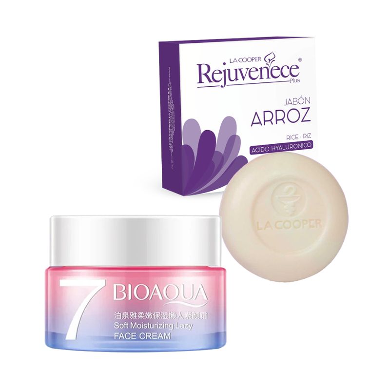 BIOAQUA - Crema Facial Aclaradora + Jabón con Arroz & AH