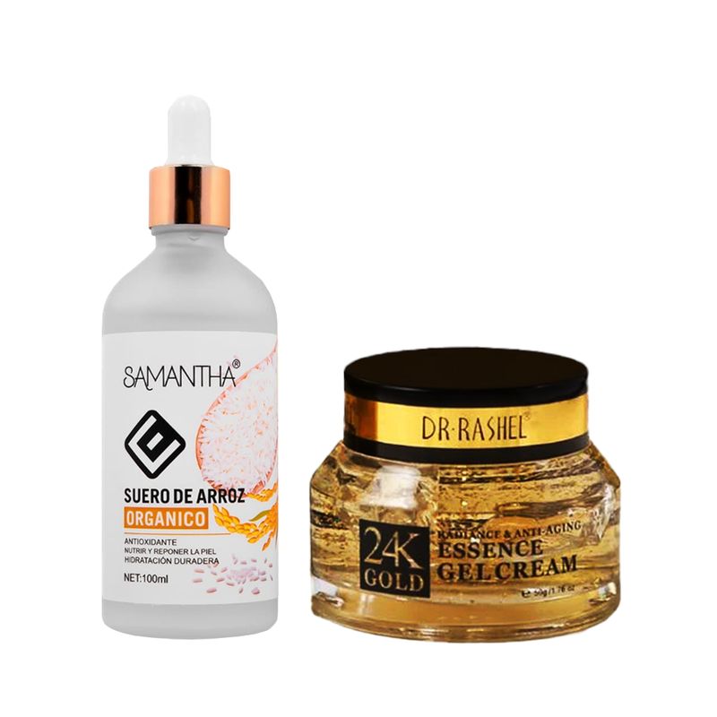 GENERICO - Serum Facial Extracto de Arroz + Crema Gel Antiedad 24k Gold