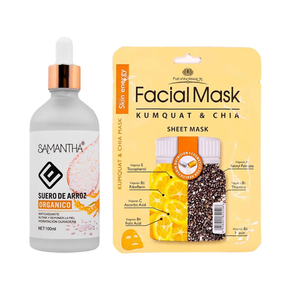 GENERICO - Serum Facial Extracto de Arroz + Máscara Kumquat y Chia