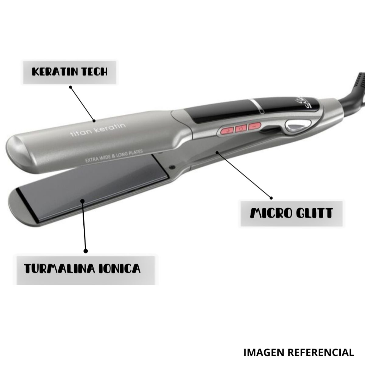 GAMA - Plancha Alisadora Gama Titan Keratin Xwide Digital 450°F  230°C