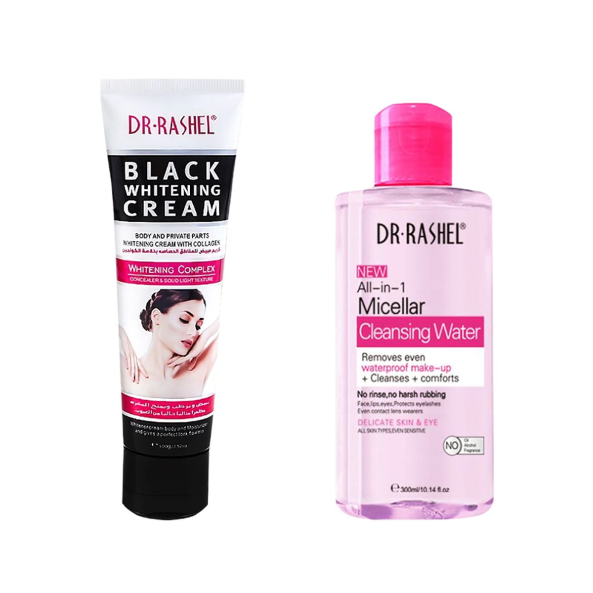 GENERICO - Crema Corporal Blanqueadora + Agua Limpiadora Micelar Rosa