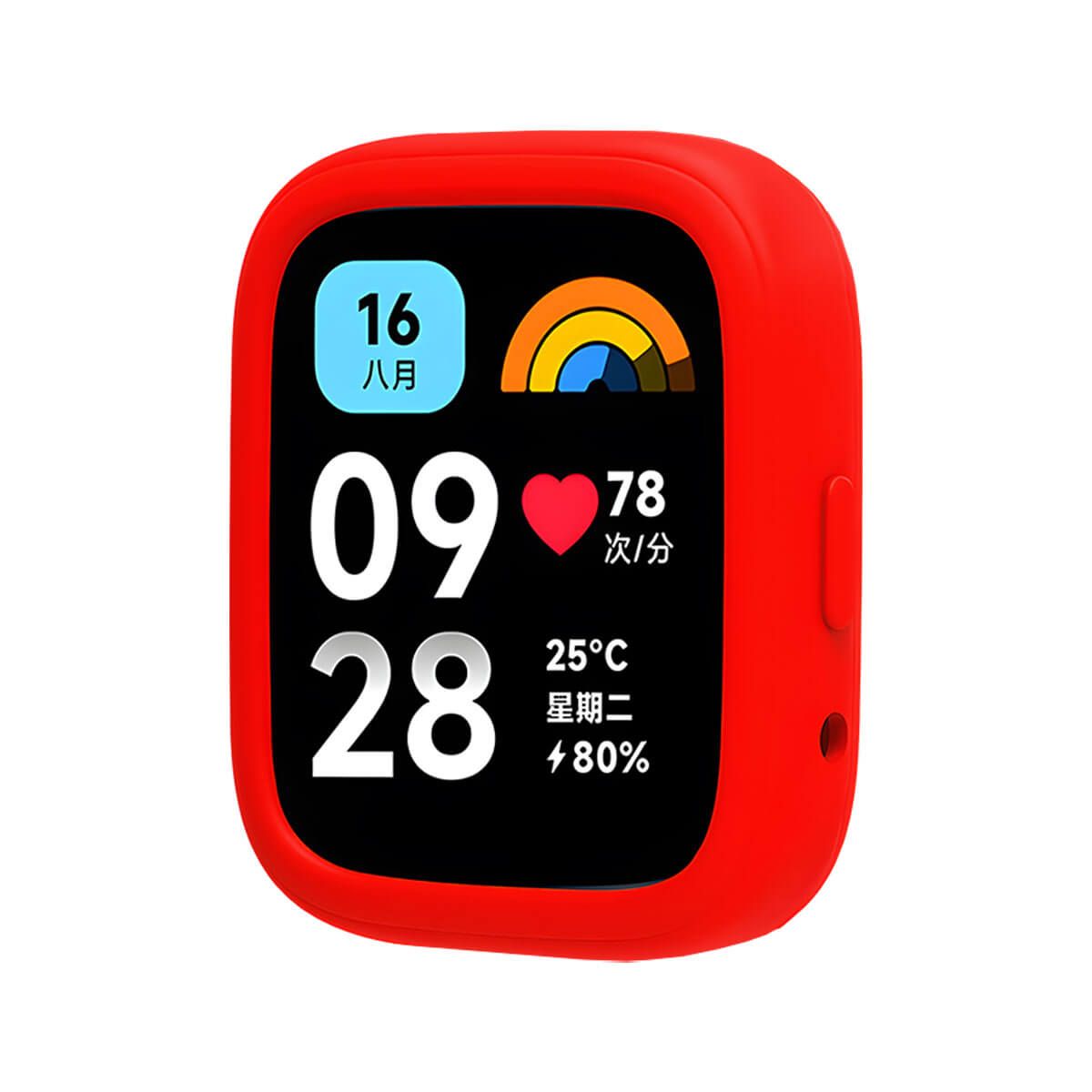 GENERICO - Case Silicona Para Redmi Watch 3 Active Rojo