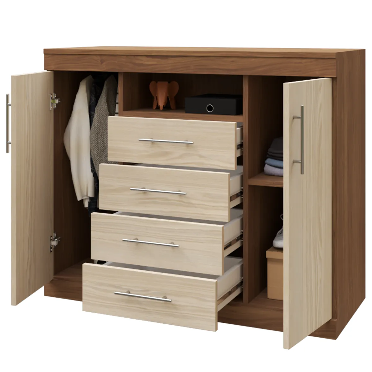 MUEBLES MACRUMO - Cómoda 4 Cajones con repisa central - color Pignetto