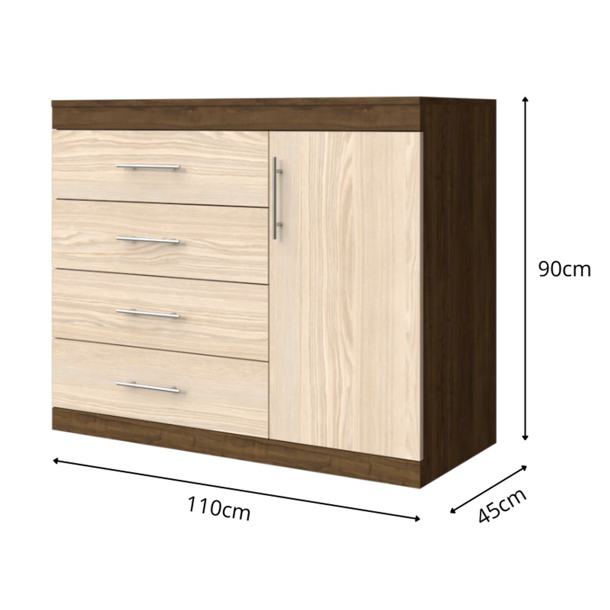 MUEBLES MACRUMO - Cómoda 4 Cajones Brixtón