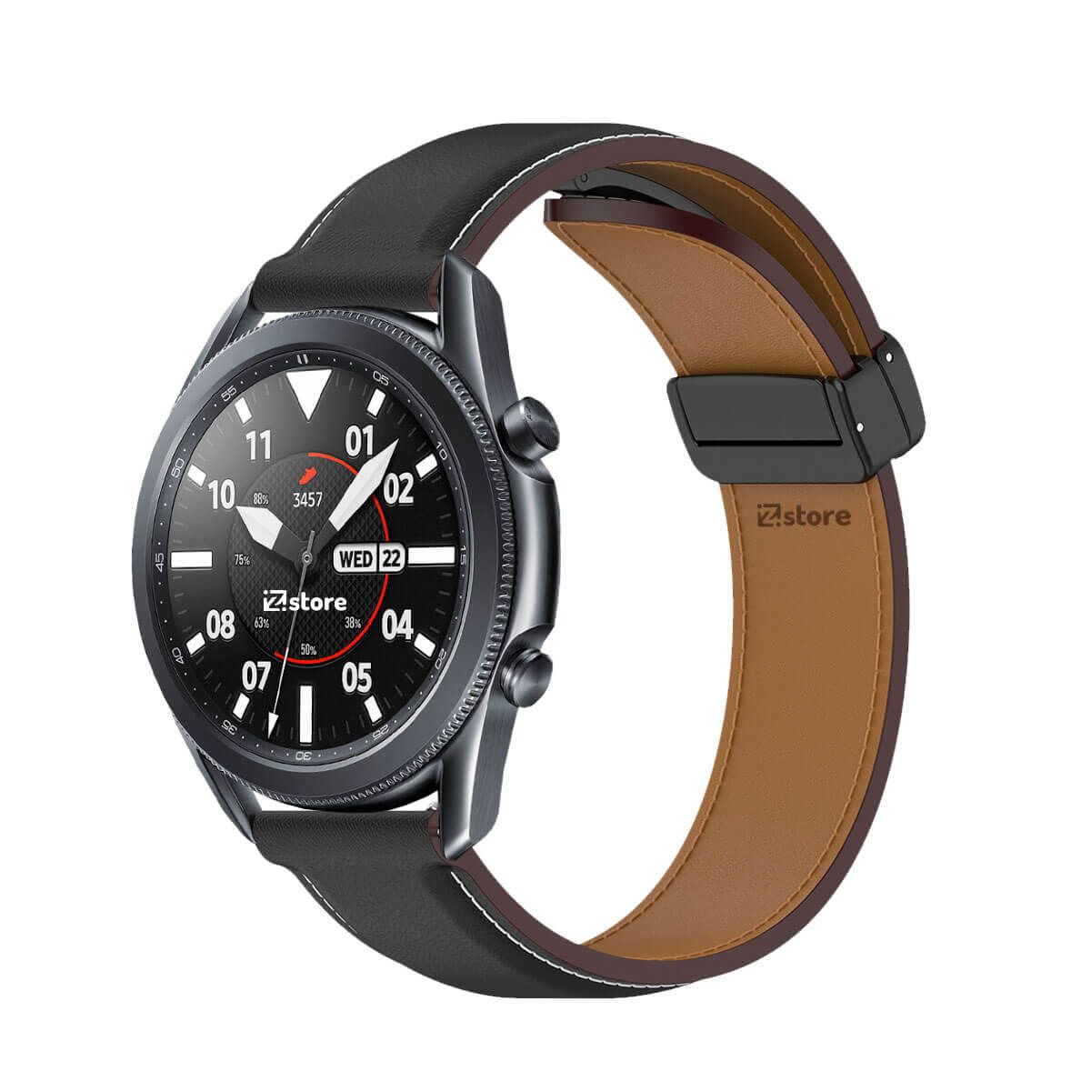 GENERICO - Correa de Cuero Para Samsung Galaxy Watch 3 45MM Magnético Negro