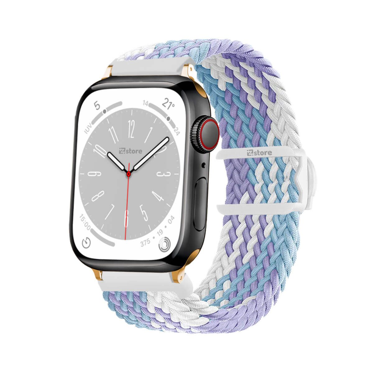 GENERICO - Correas de Nylon Para Apple Watch 42-44-45-49mm Lila Bicolor Gold