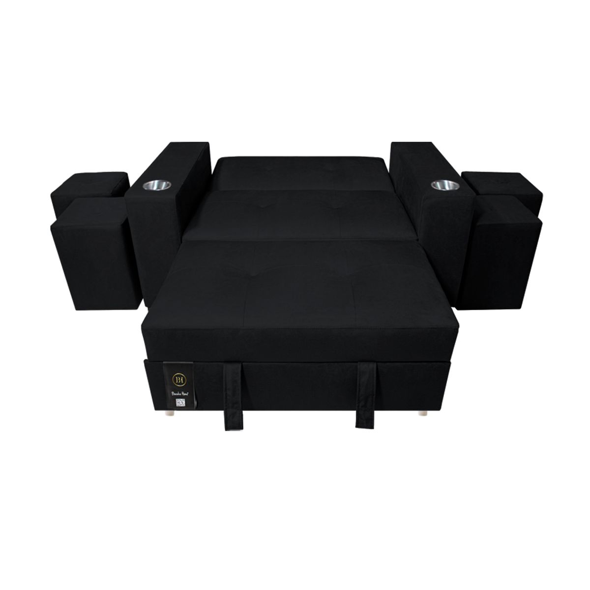 BARAKA HOME - Sofá Cama Madison 2 Plz con Portavaso + Puff - Negro
