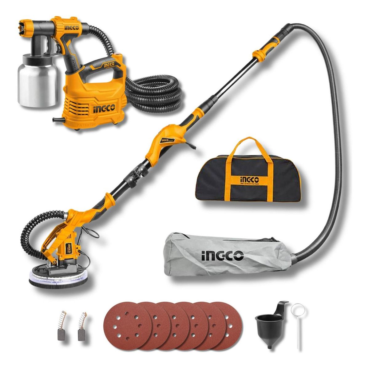INGCO - Combo lijadora de pared y techo + pistola para pintar Ingco