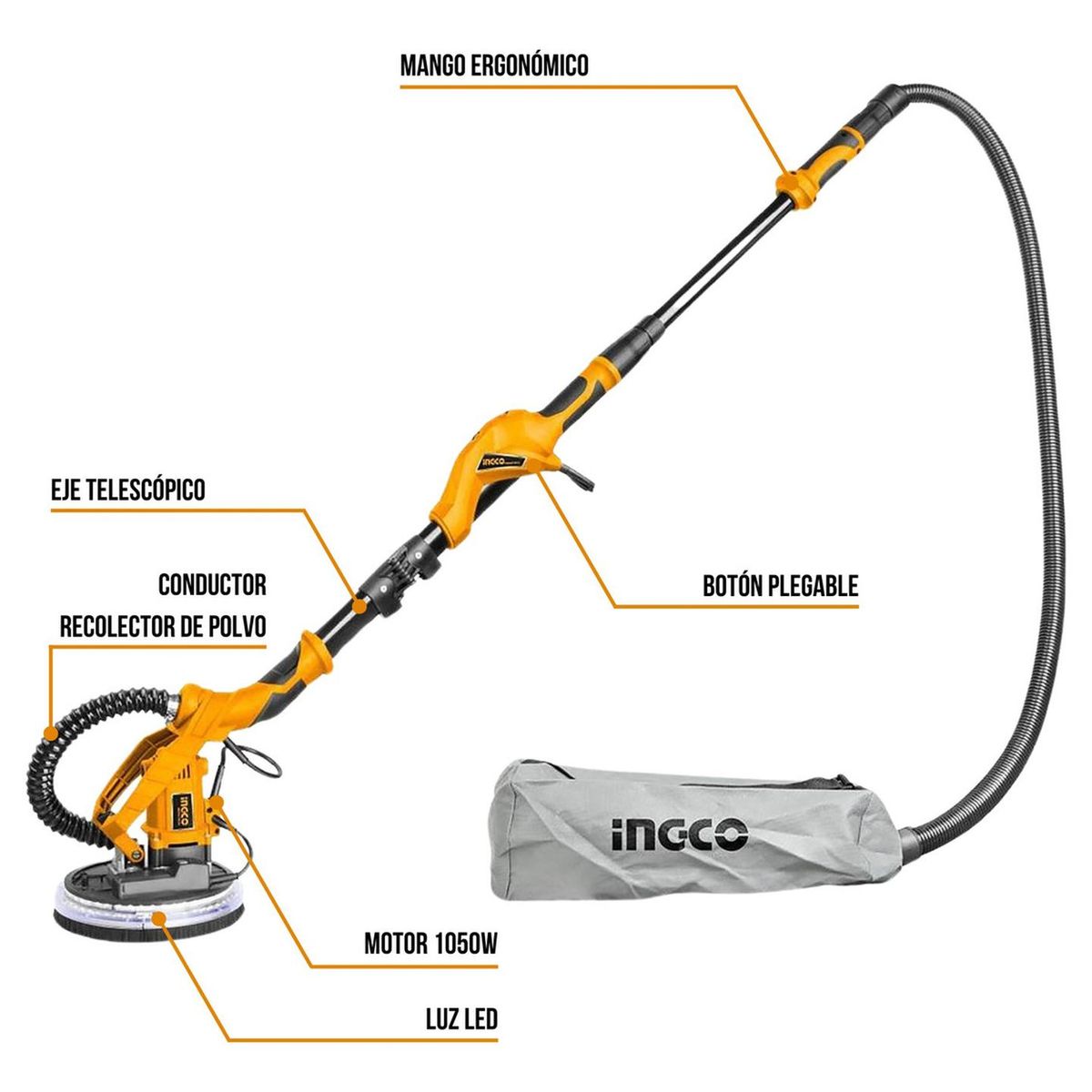 INGCO - Combo lijadora de pared y techo + pistola para pintar Ingco