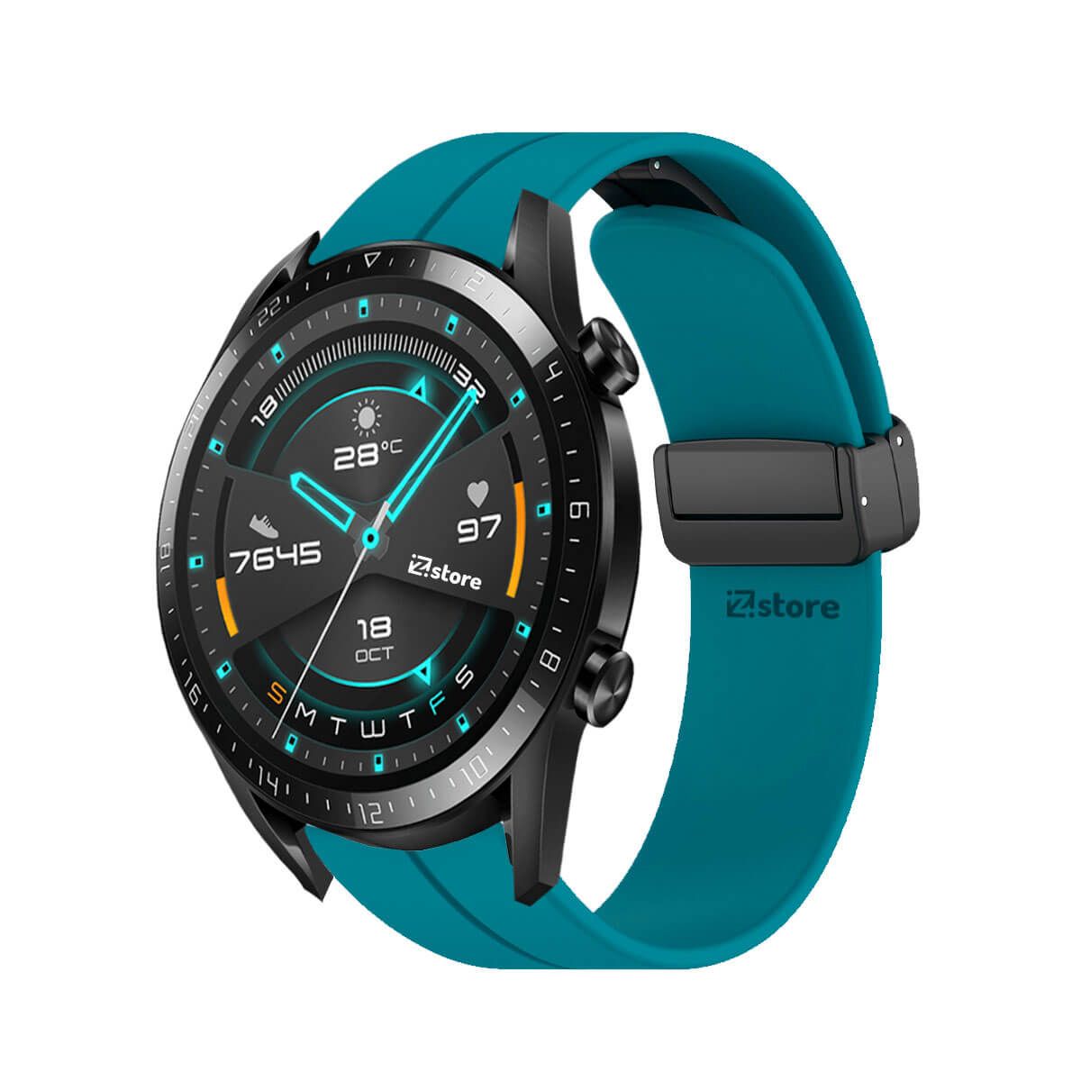 GENERICO - Correa Para Huawei Watch GT2 46MM Broche Magnético Azul Turquesa