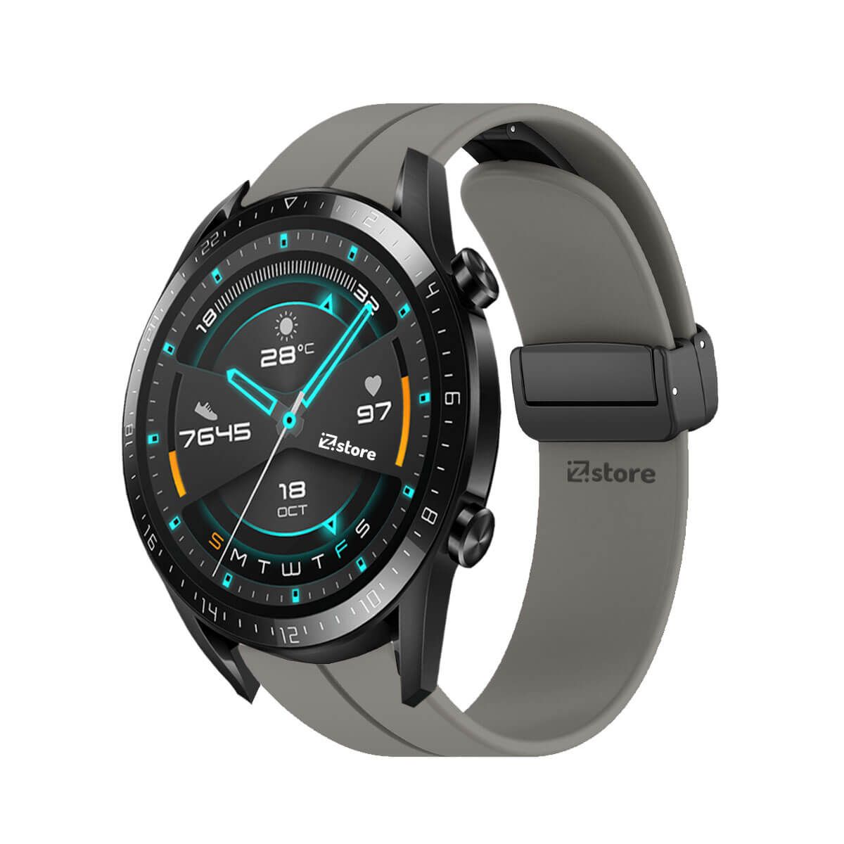 GENERICO - Correa Para Huawei Watch GT2 46MM Broche Magnético Gris Oscuro