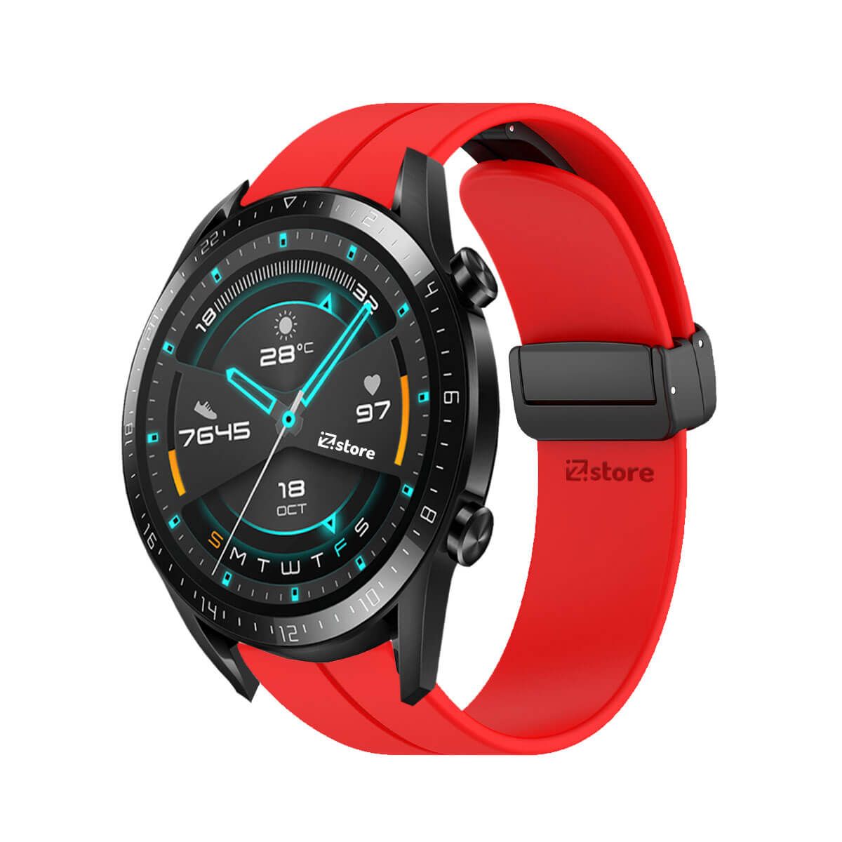 GENERICO - Correa Para Huawei Watch GT2 46MM Broche Magnético Rojo