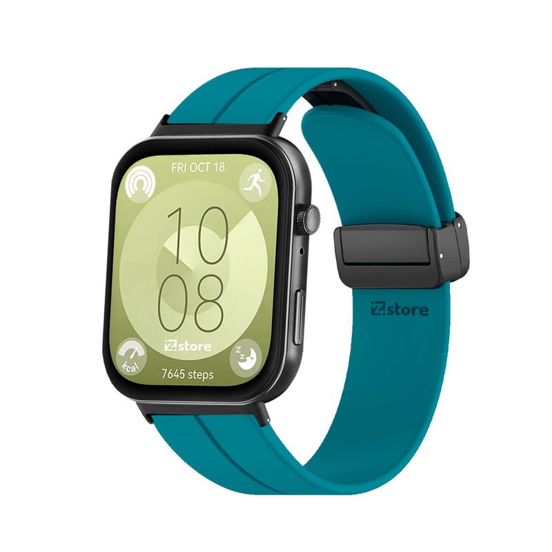 GENERICO - Correa Para Huawei Watch Fit 3 Broche Magnetico Azul Turquesa Black