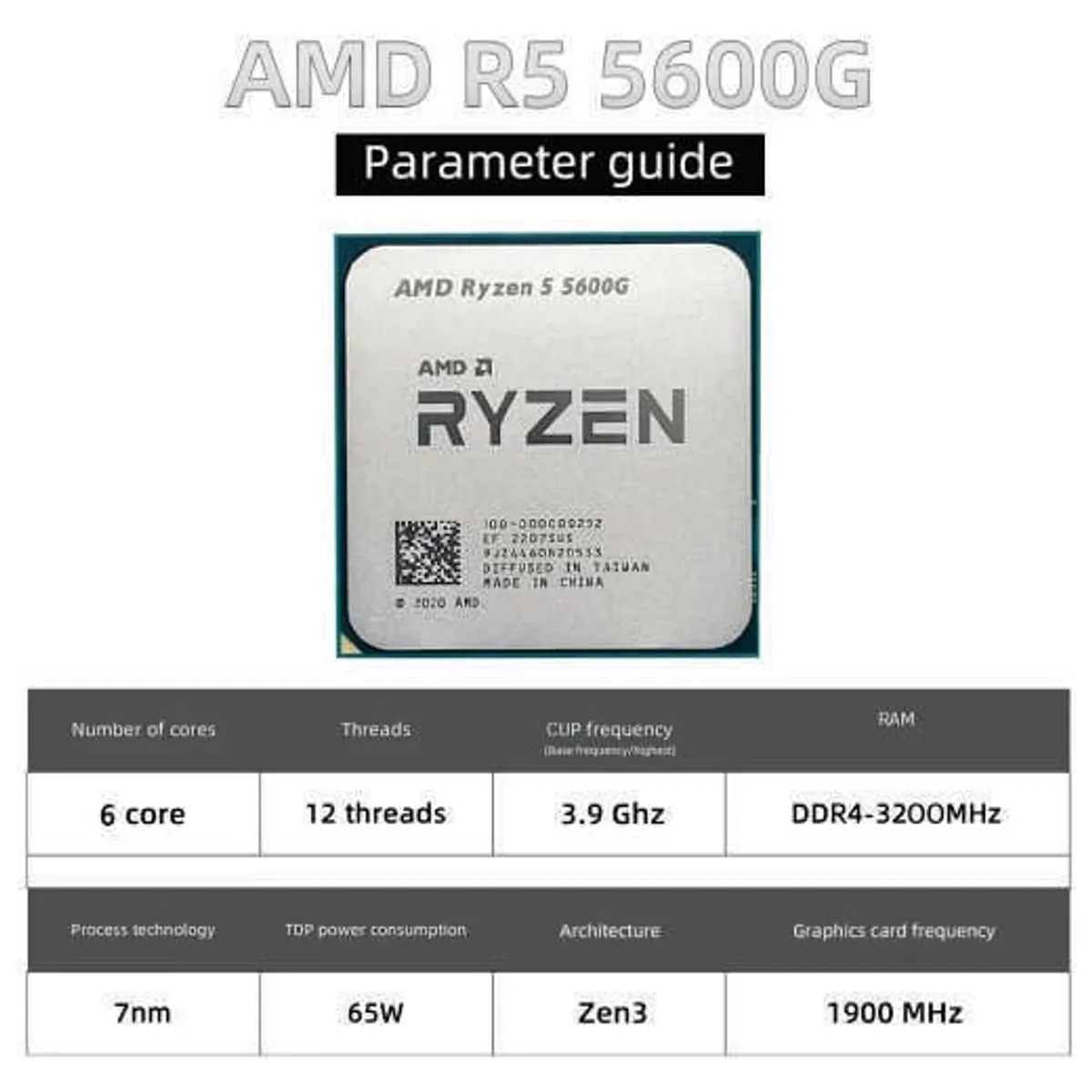 RYZEN - PROCESADOR AMD RYZEN 5 5600G 3.9GHZ 12MB AM4 AMD.