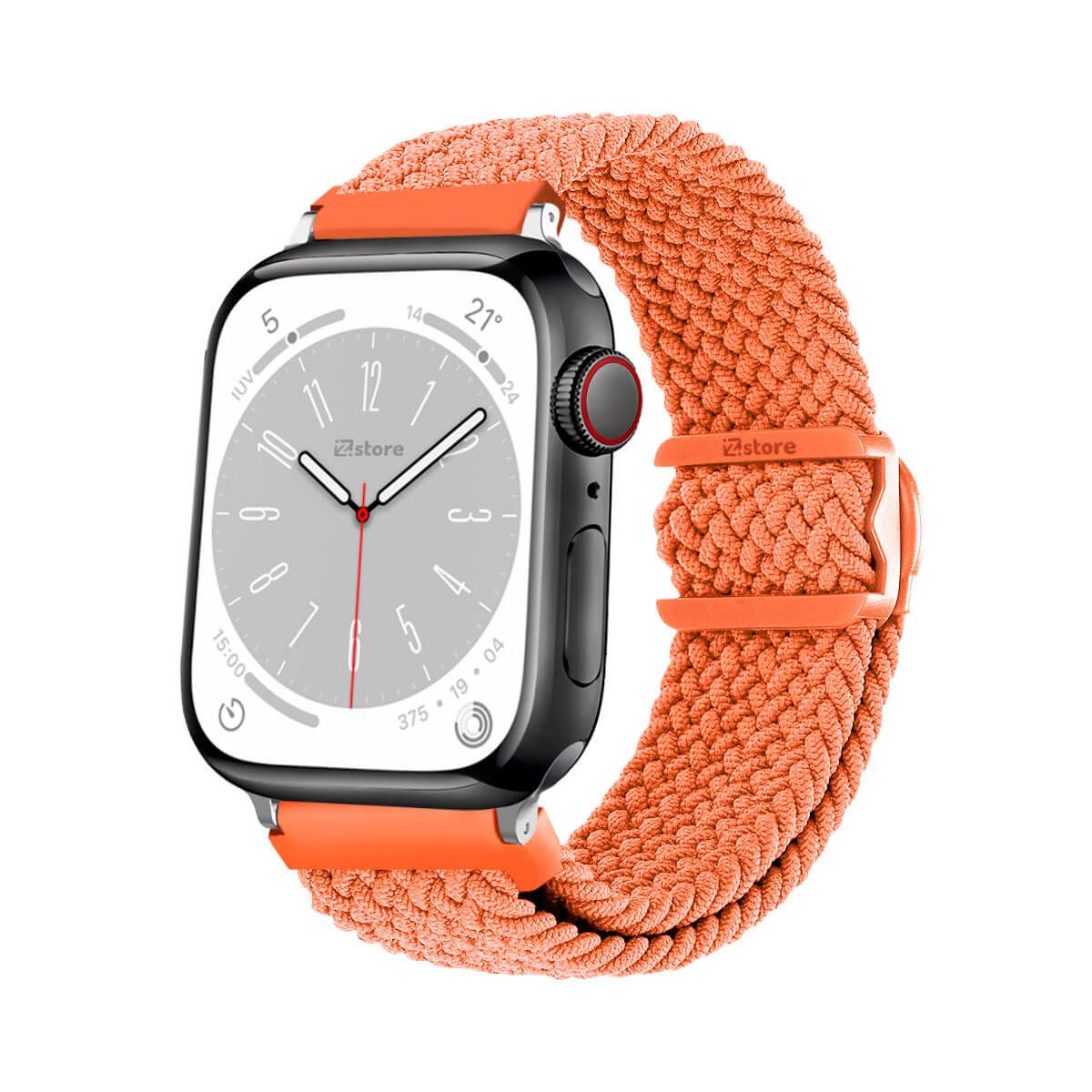 GENERICO - Correas de Nylon Para Apple Watch 42-44-45-49mm Naranja Silver