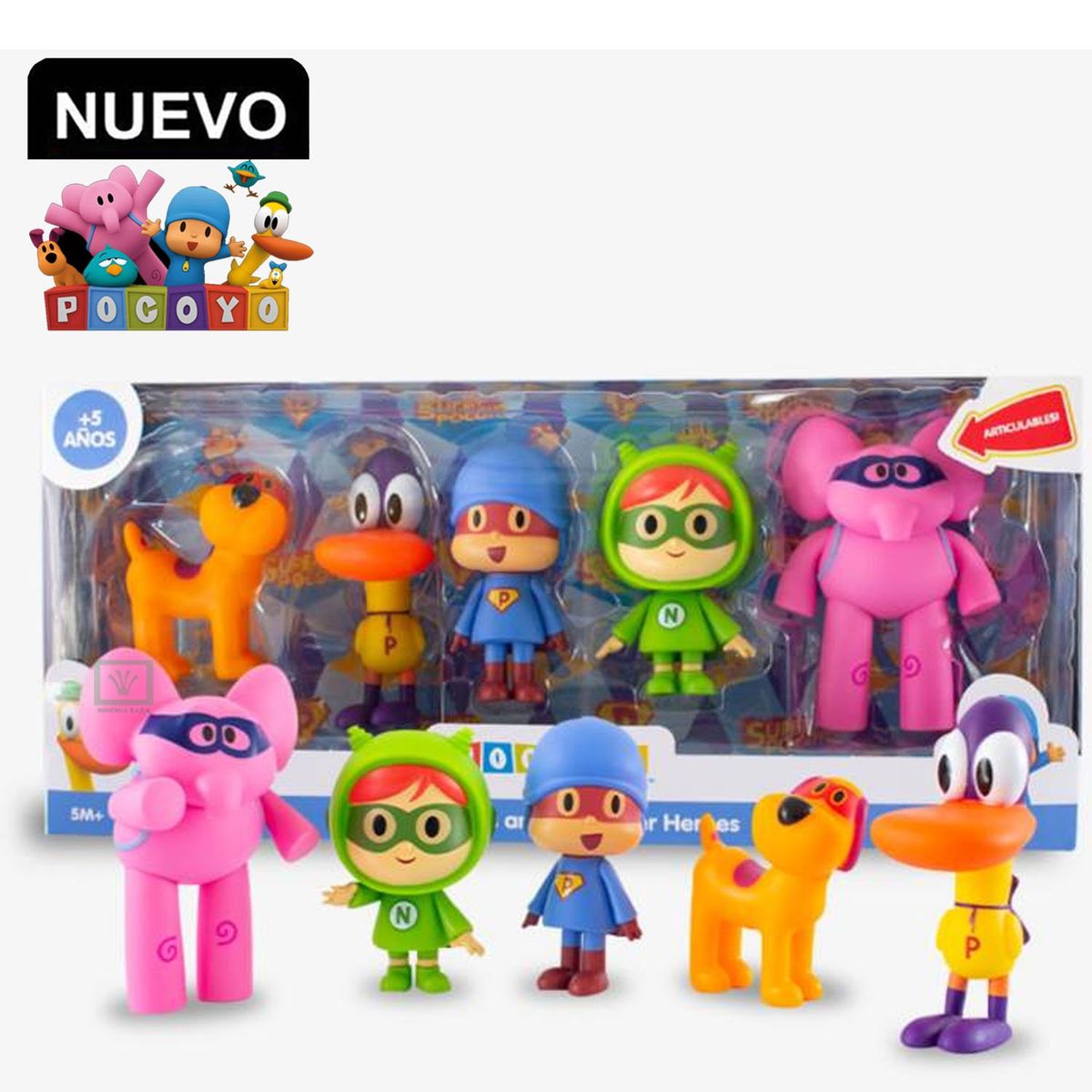 POCOYO - Set De Pocoyo y Superhéroes X5 Coleccionables