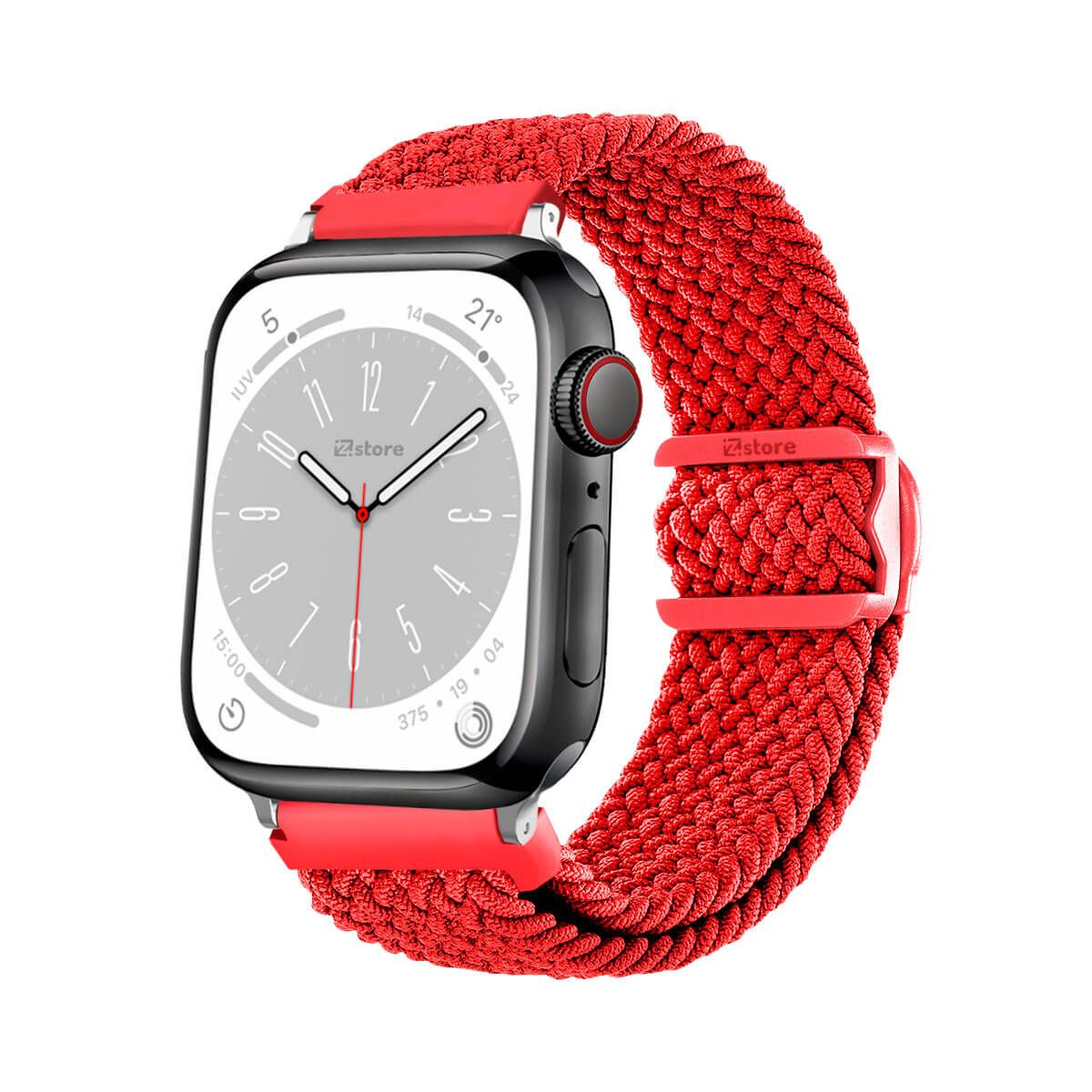 GENERICO - Correas de Nylon Para Apple Watch 38-40-41mm Rojo Silver