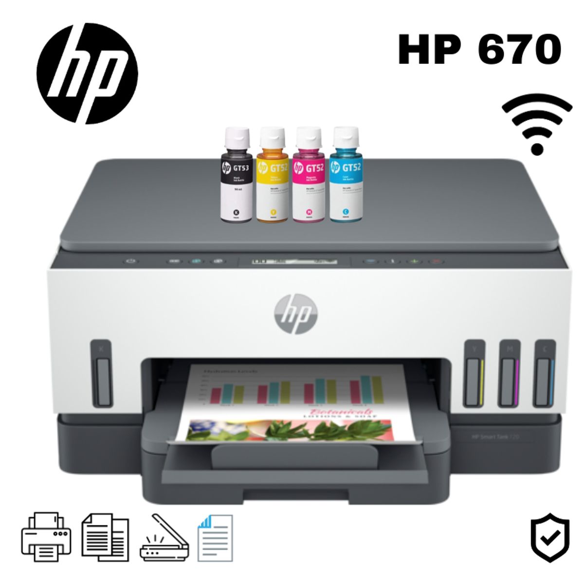 HP - Impresora Multifuncional HP Smart Tank 670 Wifi Duplex