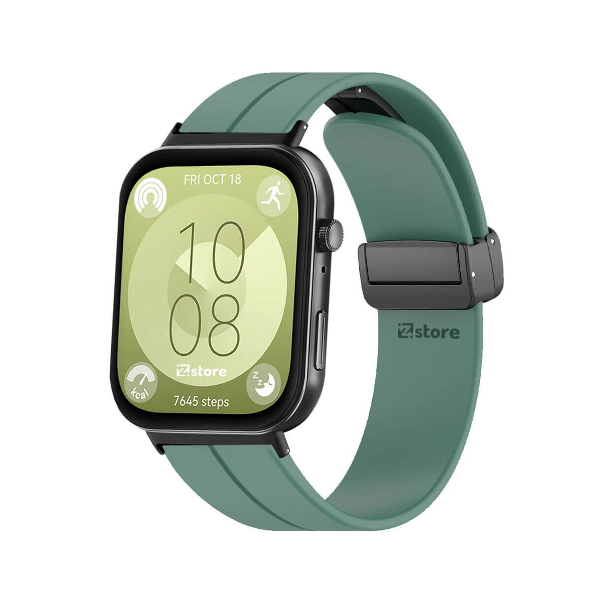 GENERICO - Correa Para Huawei Watch Fit 3 Broche Magnetico Verde Pino Black