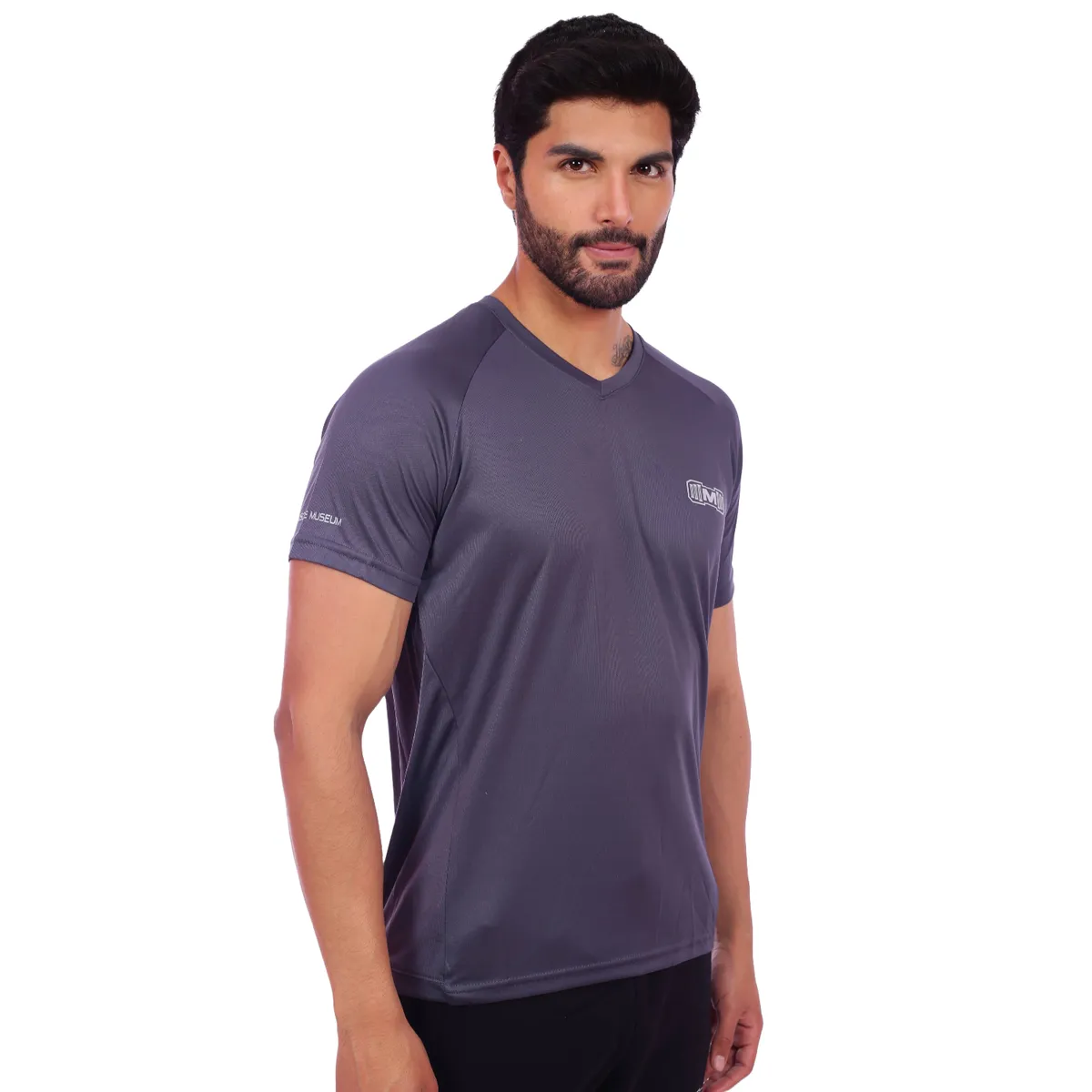 M MUSCLE MUSEUM - Polo Deportivo Color Plomo para Hombre