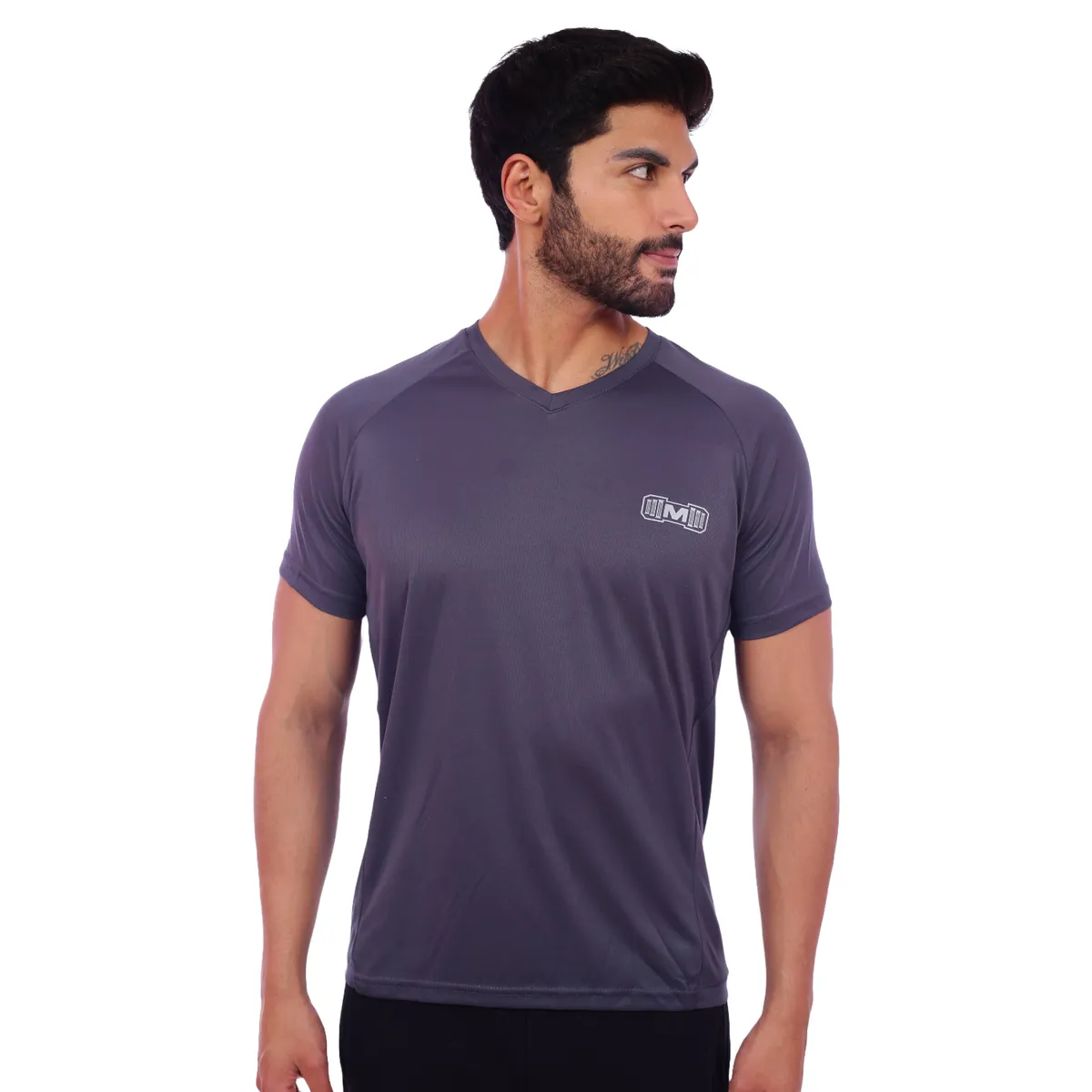 M MUSCLE MUSEUM - Polo Deportivo Color Plomo para Hombre