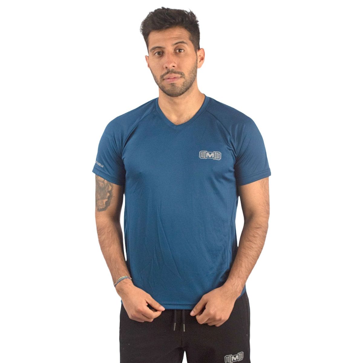 M MUSCLE MUSEUM - Polo Deportivo Color Azul Acero para Hombre