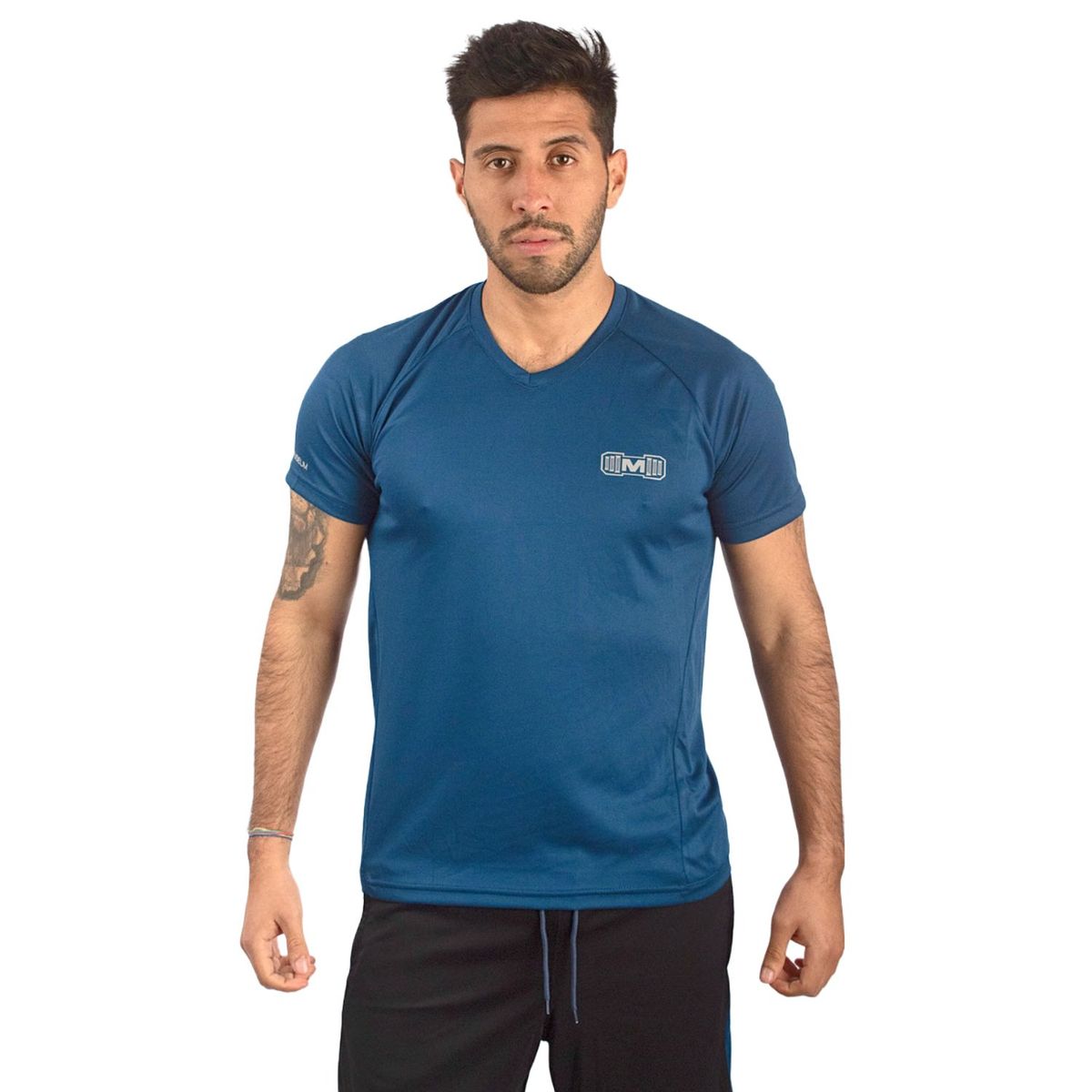 M MUSCLE MUSEUM - Polo Deportivo Color Azul Acero para Hombre
