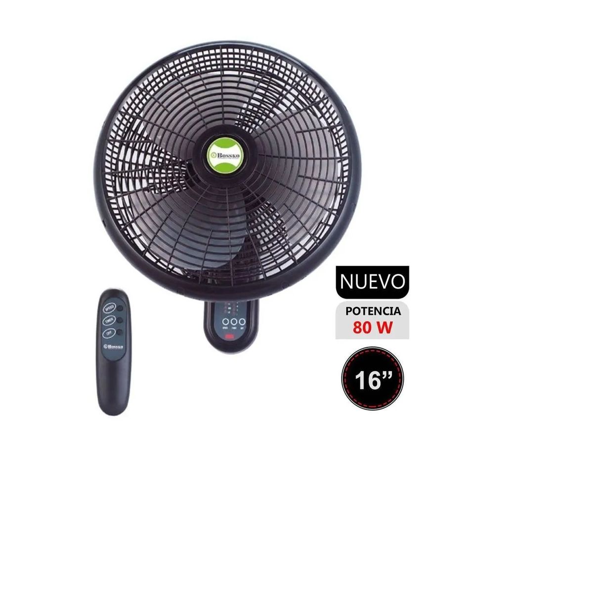 BOSSKO - Ventilador De Pared Bossko 16 con Control Remoto BK-8210PD