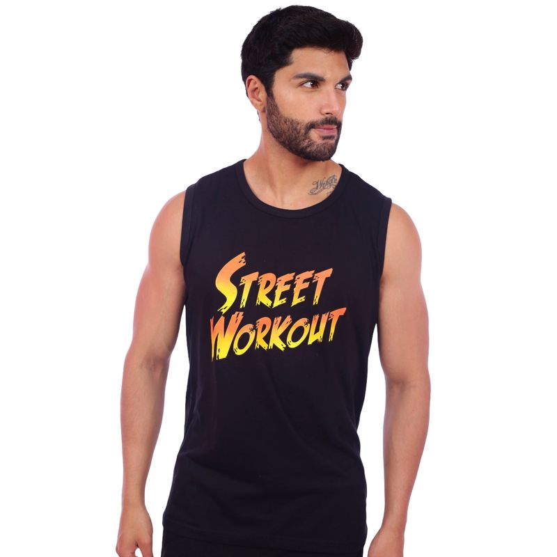 M MUSCLE MUSEUM - Polo Manga Cero Color Negro Street Workout para Hombre