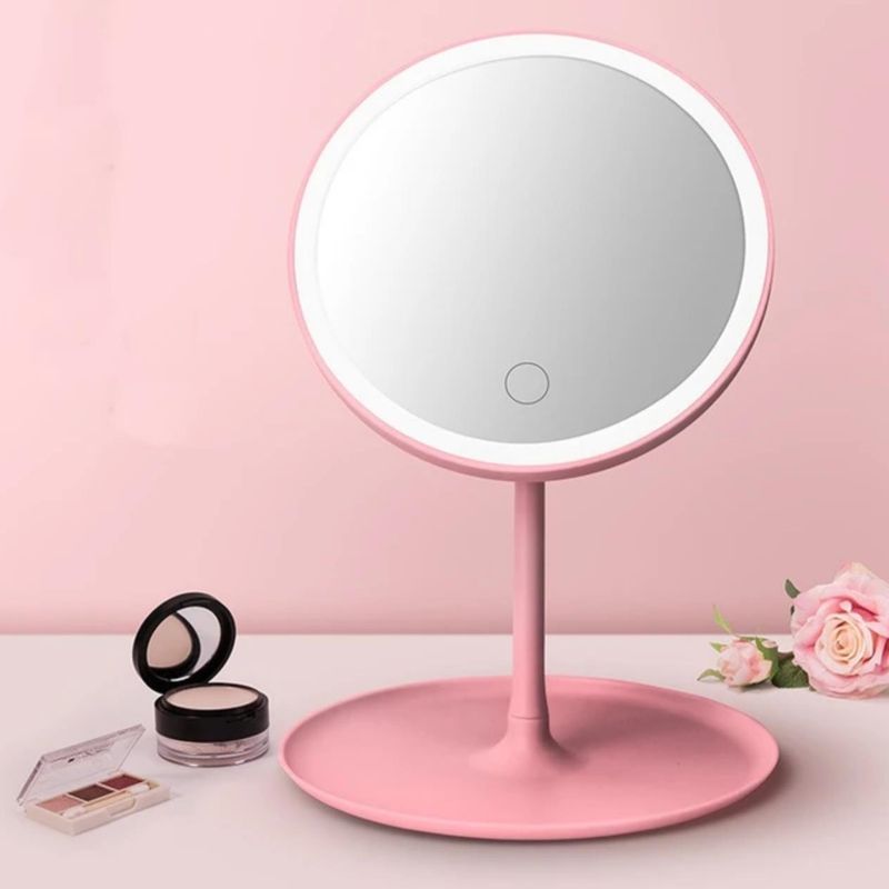 GENERICO - Espejo de maquillaje giratorio con luz LED