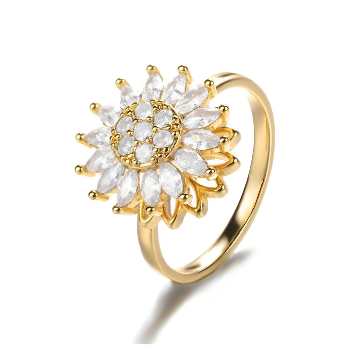 GENERICO - Anillo Mujer Girasol Flor Amarilla Antiestrés Regalo Joya Acero