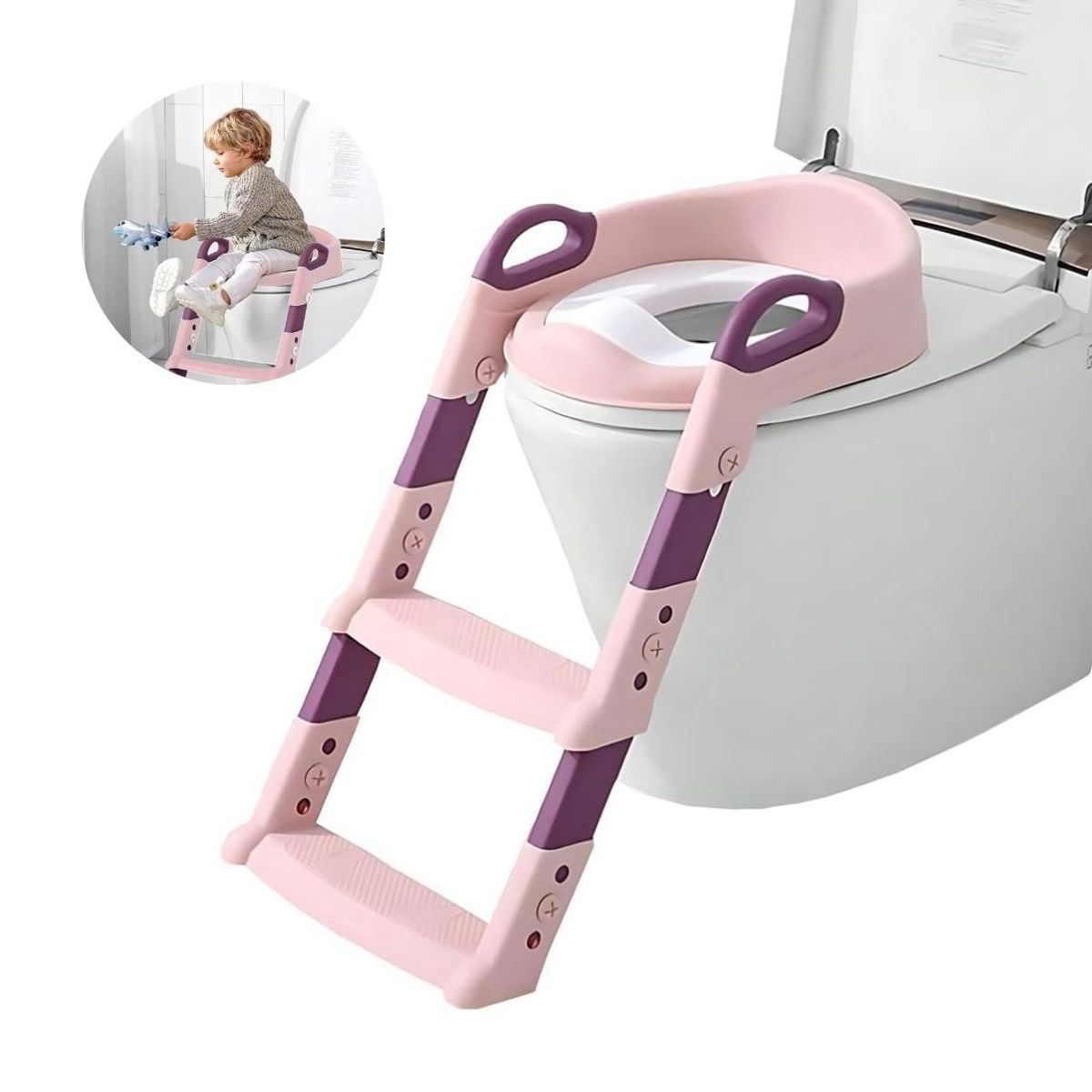 GENERICO - Escalera de Entrenamiento Infantil para Inodoro - Rosado