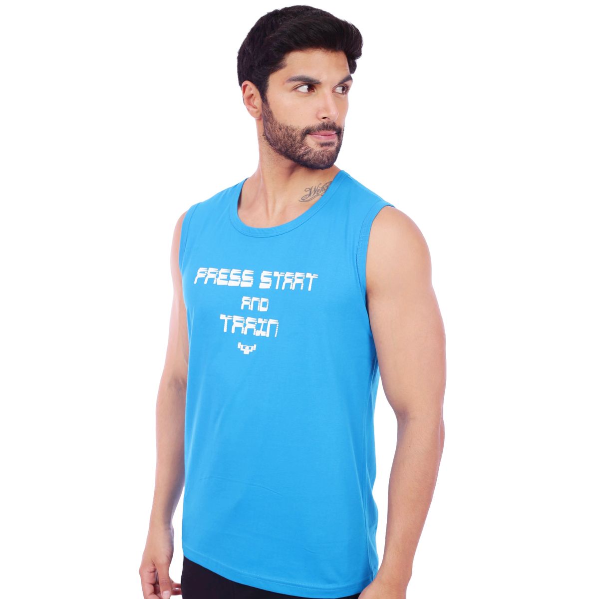 M MUSCLE MUSEUM - Polo Manga Cero Color Turquesa Press Start para Hombre