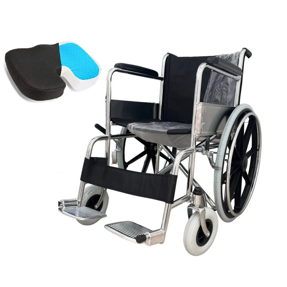 OEM - SILLA DE RUEDAS DE ACERO CROMADO TODO TERRENO