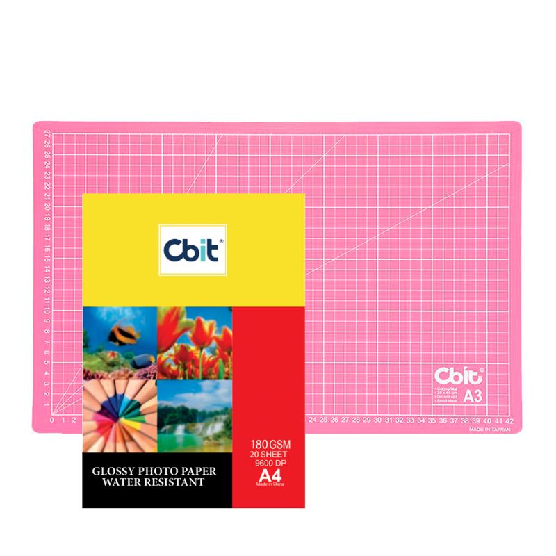 GENERICO - Base de Corte A3 Rosado CBIT y Papel Fotográfico Brillante