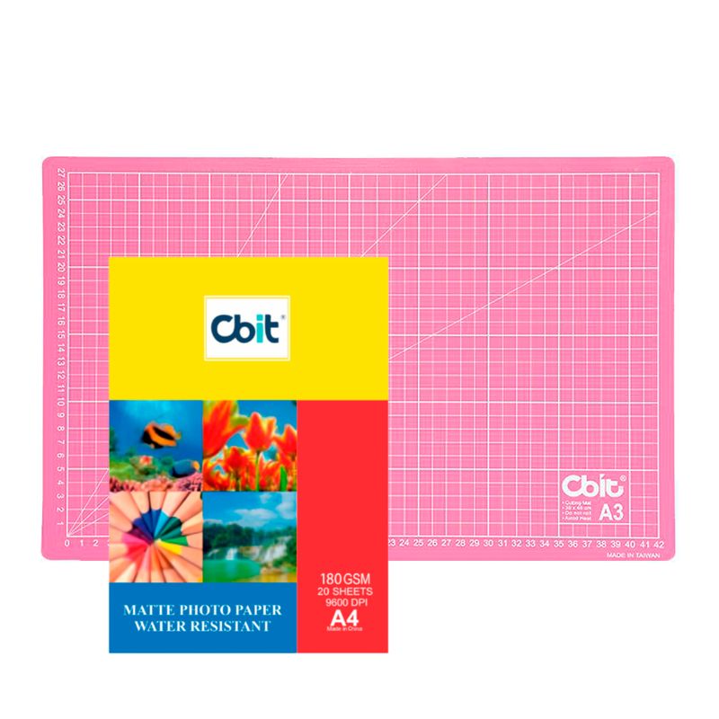 GENERICO - Base de Corte A3 Rosado CBIT y Papel Fotográfico Mate