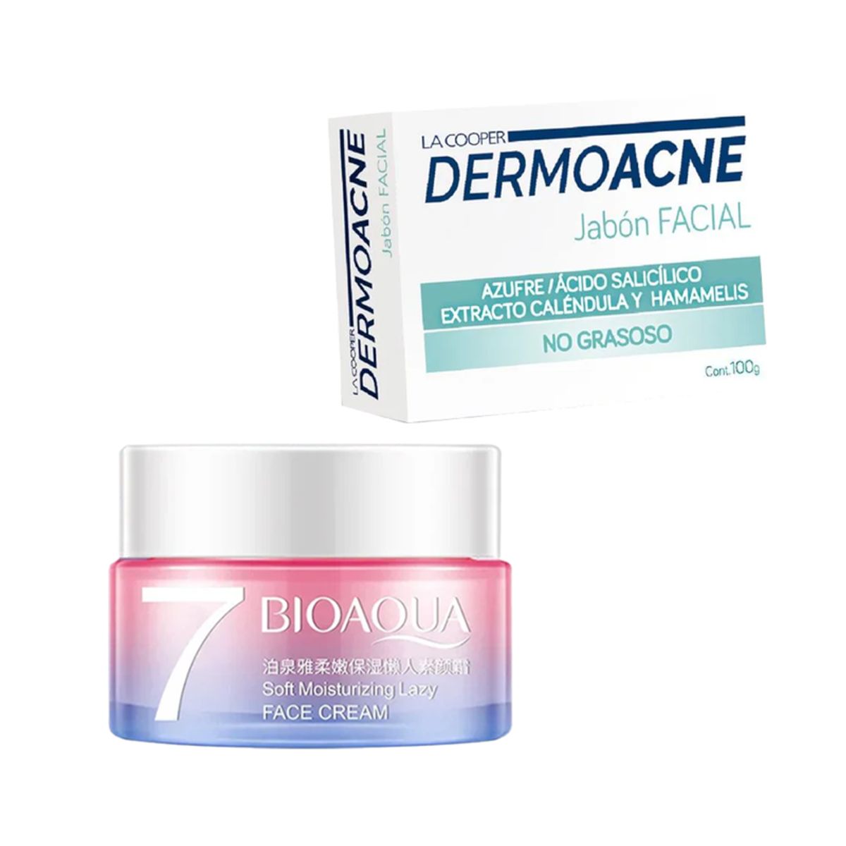 BIOAQUA - Crema Facial Aclaradora + Jabón Antiacné Dermoacne
